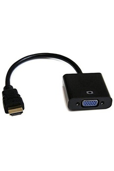 Accessoire vidéoprojecteur TBS 2206 Câble adaptateur HDMI vers VGA Convertisseur vidéo 1080p 1920x1080 HDMI mâle vers VGA femelle HDMI à insérer dans tout