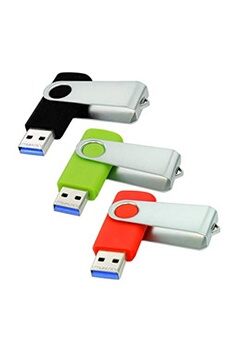 Clé USB 3.0 32 Go, Lot de 3 Cle USB Flash Drive Stockage Rotation Disque Mémoire Stick Clef USB (Mixte Couleur:Vert Rouge Noir)