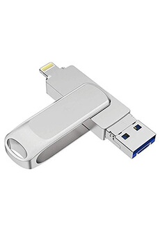 Clé USB 128 Go 3.0, Extension Mémoire iPhone iPad, USB 2.0 Flash Drive 3 in 1 Clé USB OTG pour iPhone/ iPad/ iPod/ Android/ Portable