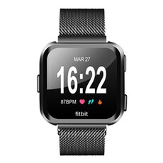 Montre connectée XCSOURCE Bracelet magnétique en acier inoxydable avec boucle à milanaise caoutchouc pour Fitbit Versa S noir TH950