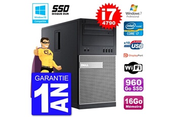 PC De Bureau Dell PC Tour Dell 9020 Intel Core i7-4790 Ram 16Go SSD 960Go Graveur Dvd WiFi W7