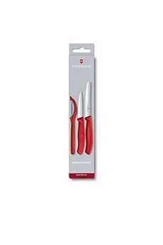 couteau wenger victorinox - ensemble de couteaux avec peeler, 3 pièces, rouge