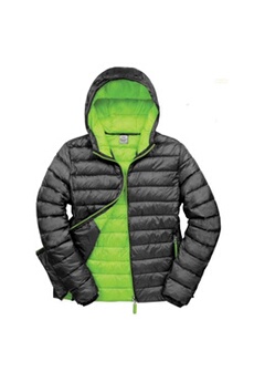 doudoune sportswear result urban snowbird - veste rembourrée à capuche - homme (xl) (noir/vert citron) - utbc3255