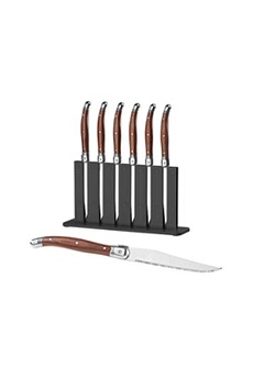 Couteau Rosenstein & Söhne Bloc de 6 couteaux à steak laguiole avec manche en bois de pakka