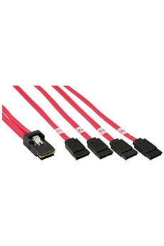 Montage et connectique PC InLine Câble de raccordement SAS, Mini SAS SFF8087 à 4x SATA, Crossover, 0,5m