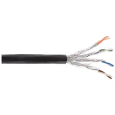 Câble d'installation extérieure S / FTP PiMF Cat.7a AWG 23 Cuivre 1200 Mhz PE noir 50m