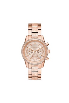 Montre chronographe Ritz Michael Kors en acier inoxydable, doré rose, pour femme, MK6598