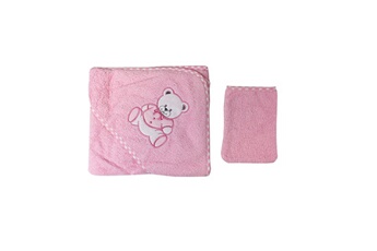 Sortie de bain et Serviette bébé Fruit De Ma Passion Parure de bain pour bébé rose - motif nounours