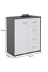 Idimex Buffet OSCAR, commode meuble de rangement avec 4 tiroirs et 1 porte, en mélaminé gris mat et blanc mat photo 3