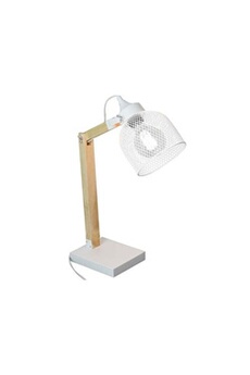 lampe à poser generique the home deco light - lampe de bureau style industriel métal et bois blanc