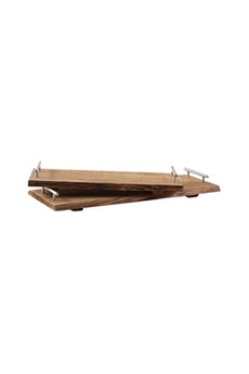 platerie de service aubry gaspard - plateaux en bois avec poignées métal (lot de 2)
