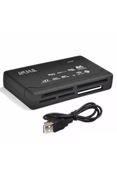 Lecteur USB 2.0 All in one multi carte mémoire : Micro Mini SD / SDHC TF M2 MMC MS Duo Compact flash XD - Noir -