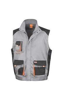 veste sportswear result work-guard - veste de travail sans manches - homme (l) (gris/noir/orange) - utrw3712