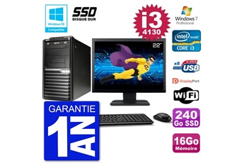 PC de bureau Acer Pc acer veriton m4630g mt ecran 22" i3-4130 ram 16go ssd 240go dvd wifi w7