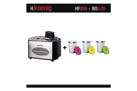 Sorbetiere H.koenig Hf250 + bo325 :turbine a glace+ set de 3 bols supplementaires