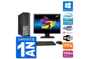PC De Bureau Dell PC Dell Optiplex 3020 Sff Ecran 22" G3220 Ram 16Go Disque 1To Windows 10 WiFi