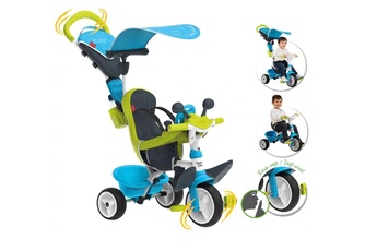 Véhicule à pédale Smoby Tricycle enfant baby driver confort bleu + ombrelle smoby