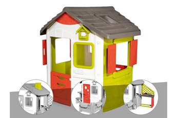 Maisons de jardin Smoby Cabane enfant neo jura lodge - smoby + cheminée + porte maison + cuisine d'été