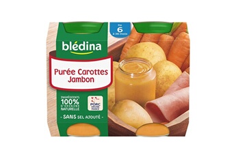 Coffret repas bébé Bledina Blédina purée carottes jambon (de 6 à 36 mois) par 2 pots de 200g (lot de 8 soit 16 pots)