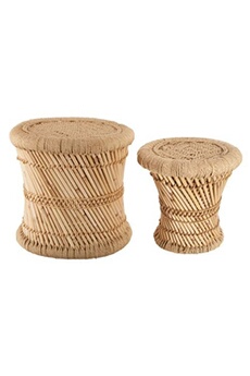 - 2 tables gigognes en bambou et corde nomade - diam. 30/38 cm - marron