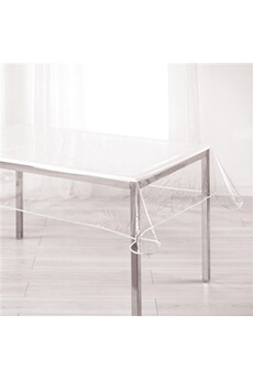 nappe de table ligne decor nappe cristal rectangle 140 x 240 cm pvc uni 15/100e garden/biais blanc