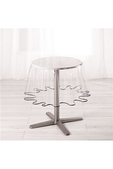 nappe de table ligne decor nappe cristal ronde (0) 180 cm pvc uni 15/100e garden/biais anthracite