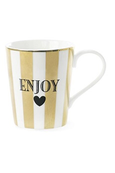 vaisselle miss etoile - mug avec poignée à rayures enjoy - or
