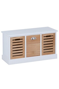 banc coffre idimex banc de rangement trient, 3 caisses, blanc et finition bois naturel