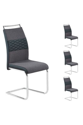 Chaise Idimex Lot de 4 chaises de salle à manger ou cuisine ERZA avec assise rembourrée poignée et piètement chromé, en tissu gris foncé et noir