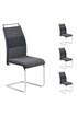 Idimex Lot de 4 chaises de salle à manger ou cuisine ERZA avec assise rembourrée poignée et piètement chromé, en tissu gris foncé et noir photo 1
