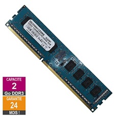 Barrette Mémoire 2Go RAM DDR3 D3/25664133MB DIMM PC3-10600U 1333MHz 1Rx8