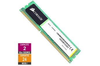 Barrette Mémoire Corsair Barrette Mémoire 2Go Ram Ddr3 Corsair Vs2Gb1333D3 Dimm Pc3-10600U 1333Mhz 1Rx8
