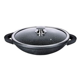 Kamberg 36 Cm Cast Aluminum Casserole Pot With Non-Stick Coating - For All Stovetops, Stone Look, Silicone Handles