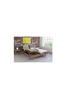 ensemble relaxation matelas + sommiers electriques decor chene 2x80x200 - mousse - 14 cm - ferme - talca