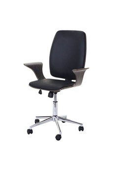 chaise de bureau hwc-c54 bois courbé similicuir design bois de noyer tissu noir