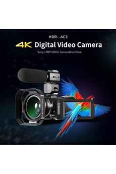 Flash GENERIQUE ORDRO AC3 caméra vidéo 4K Ultra HD 60fps avec Wifi externe Microphone