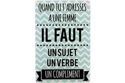 Tableaux Sur Toile Promobo Plaque En Metal Vintage Retro Collection Citation Femme Compliment X 30cm Darty