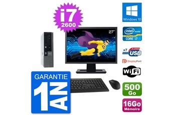 PC de bureau Dell Ultra mini pc dell 790 usff ecran 27" i7-2600 16go disque 500go windows 10 wifi
