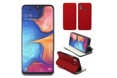 Housse samsung galaxy a20e rouge - etui coque samsung galaxy a20e protection antichoc à rabat smartphone 2019 - accessoires pochette case xeptio