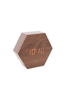 réveil karlsson - horloge réveil en bois square - h. 11 cm - marron - square