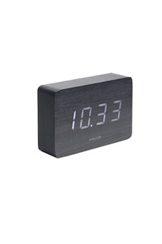 réveil karlsson - horloge réveil en bois square - h. 10 cm - noir - square