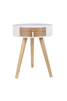 - table de chevet scandinave nora - diam. 35 x h. 45 cm - blanc - nora