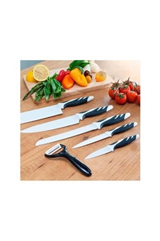couteau bravissima kitchen 5 couteaux et éplucheur cecotec top chef blanc c01023