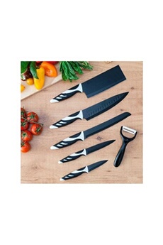 couteau bravissima kitchen 5 couteaux et éplucheur cecotec top chef noir c01024