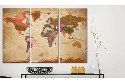 120x80 Tableau Cartes Du Monde Esthetique Maps Brown Elegance