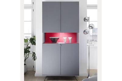 Etagere Rangement Kasalinea Vaisselier Lumineux Design Gris Et Rouge Palermo 5 Darty