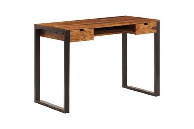 Bureau Vidaxl Bureau 110x55x78 Cm Bois Solide De Sesham Acier Darty Bureau Vidaxl Bureau 110x55x78 Cm Bois Solide De Sesham Acier Darty