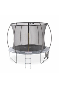 Trampoline Ø 305cm - Mars Inner XXL- trampoline de jardin gris avec filet de protection intérieur échelle bâche filet pour chaussures et kit