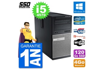 PC De Bureau Dell PC Tour Dell 7020 Intel Core i5-4570 Ram 4Go SSD 120Go Windows 10 WiFi