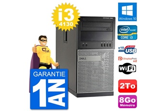 PC De Bureau Dell PC Tour Dell 7020 Intel Core I3-4130 Ram 8Go Disque Dur 2To Windows 10 WiFi